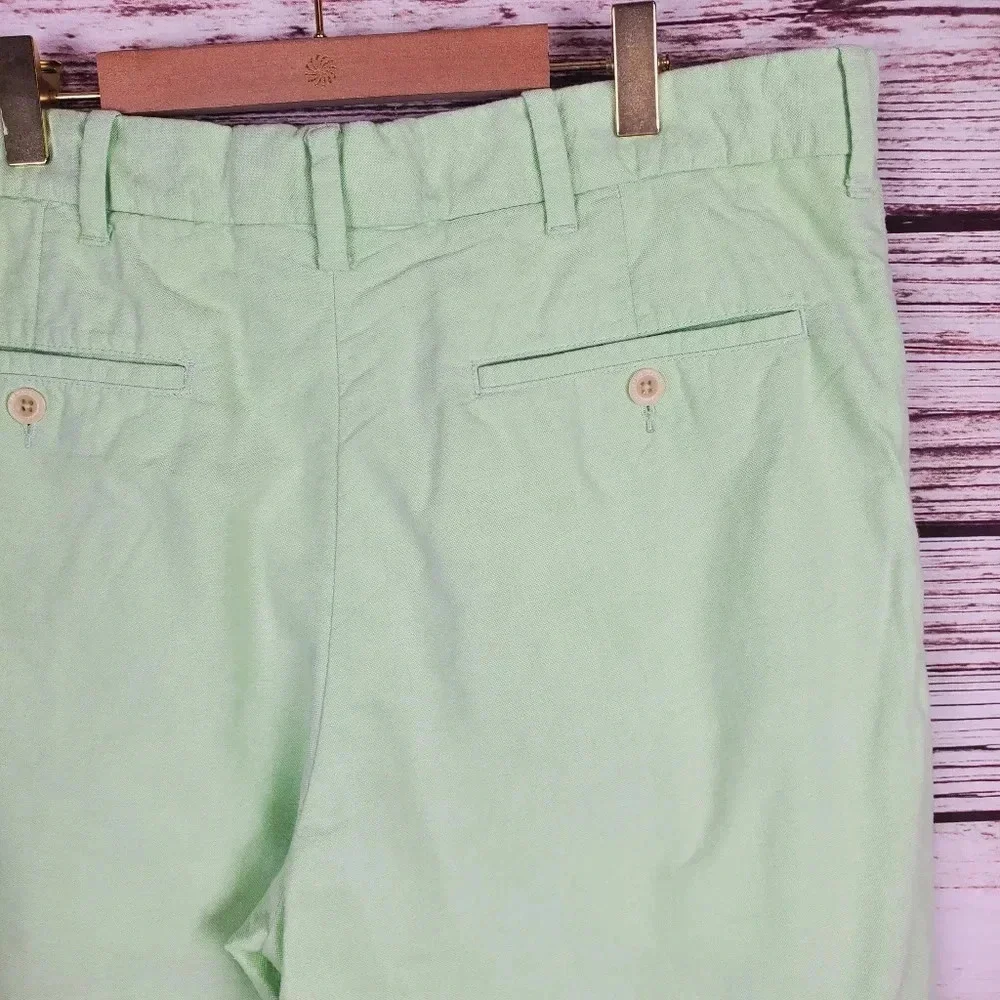 POLO Ralph Lauren Mens Size 34 Light Green Cotton Flat Front Chino Shorts   #175